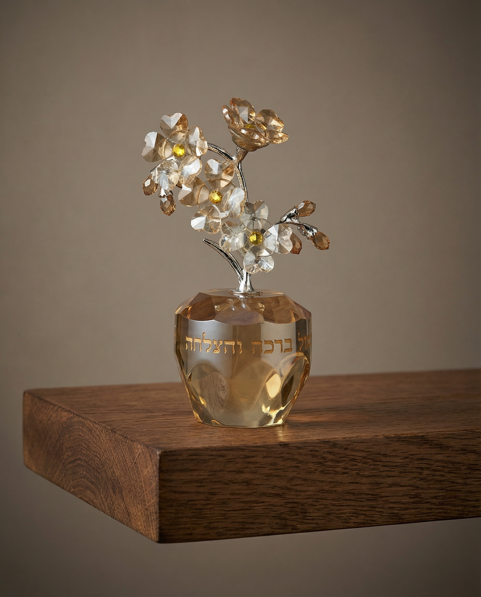 עץ קריסטל ״מזל ברכה והצלחה״ 11 ס״מ 90₪