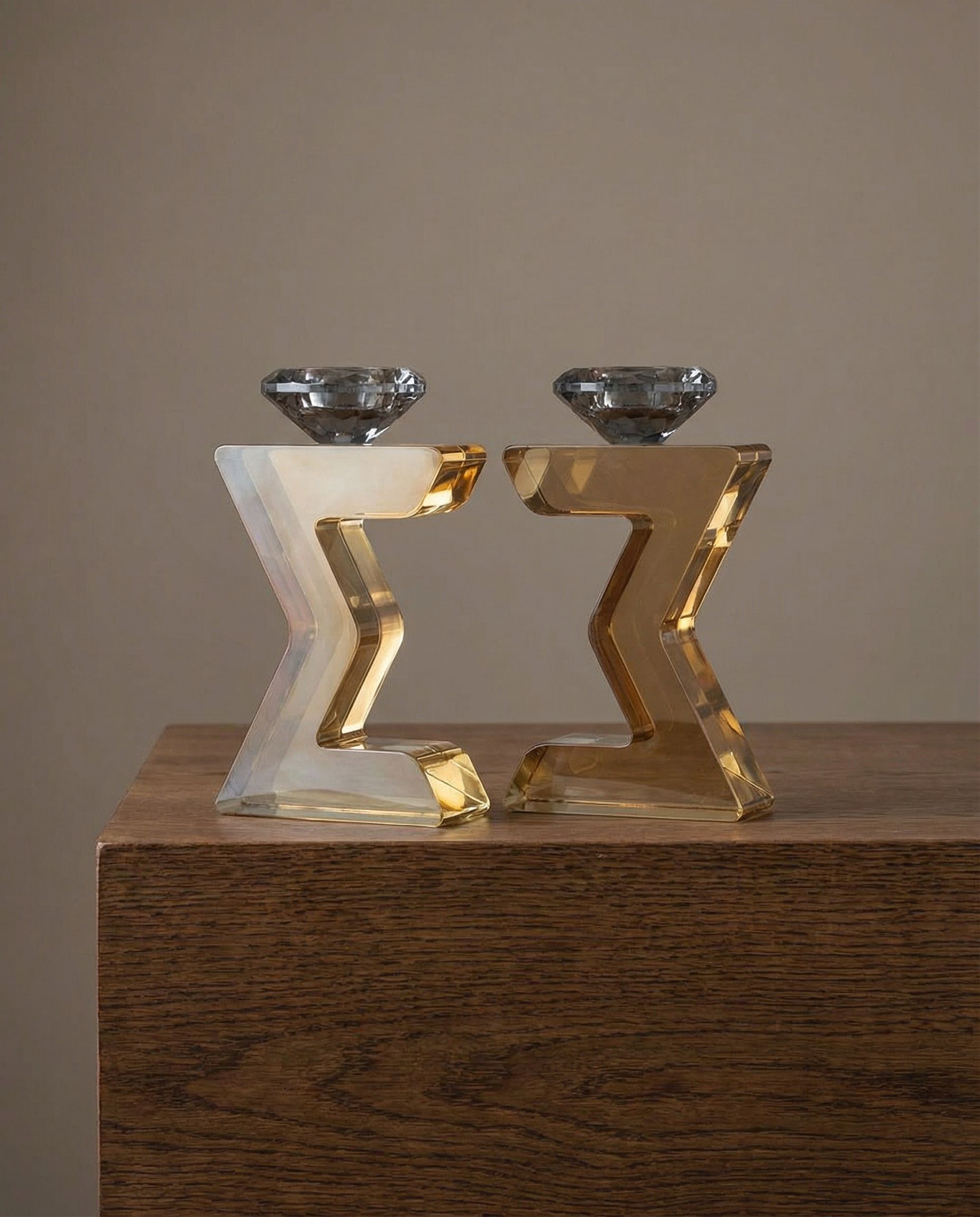 פמוטי קריסטל "מגן דוד" מהודרים 17 ס"מ 330₪