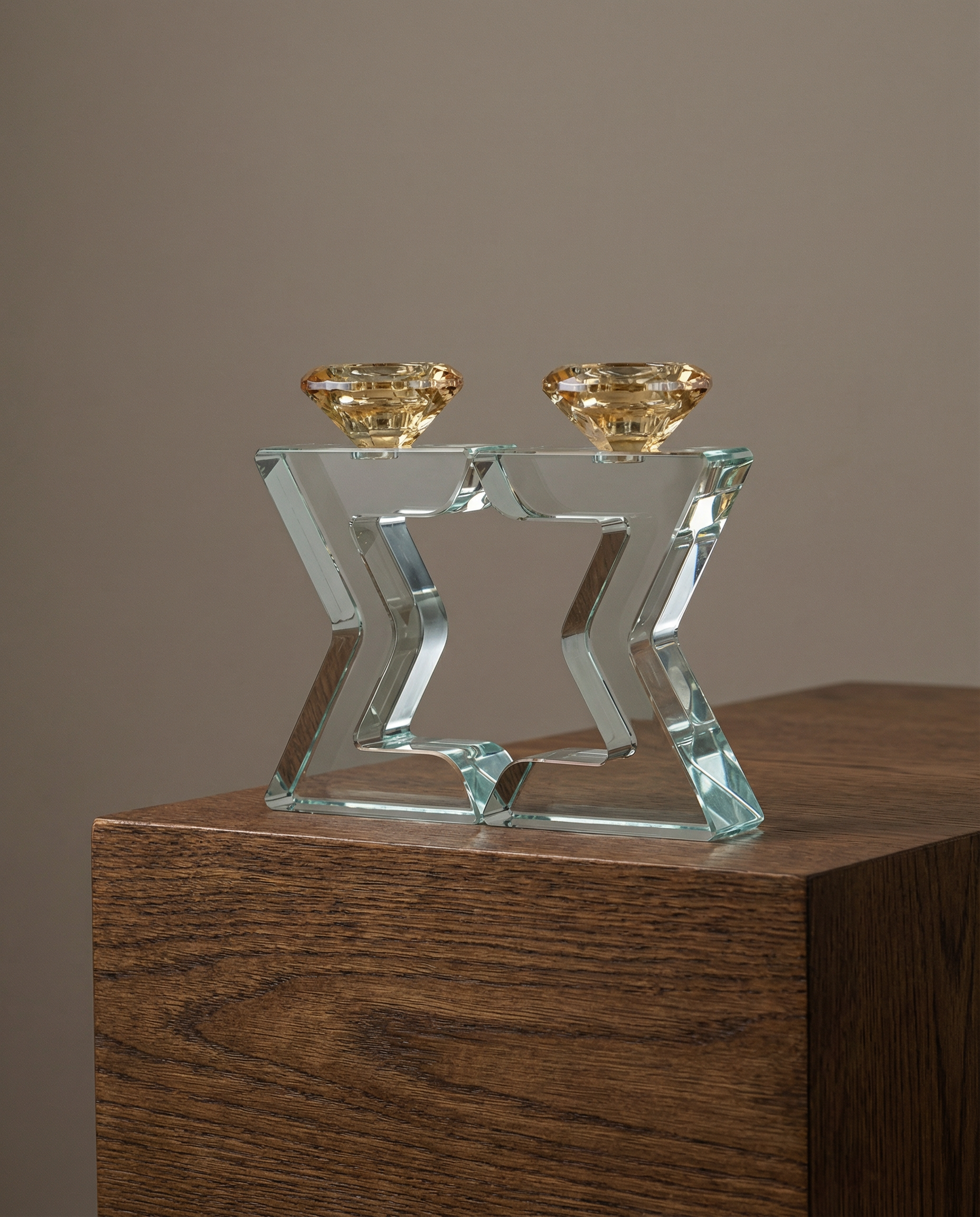 פמוטי קריסטל "מגן דוד" מהודרים 17 ס"מ 330₪