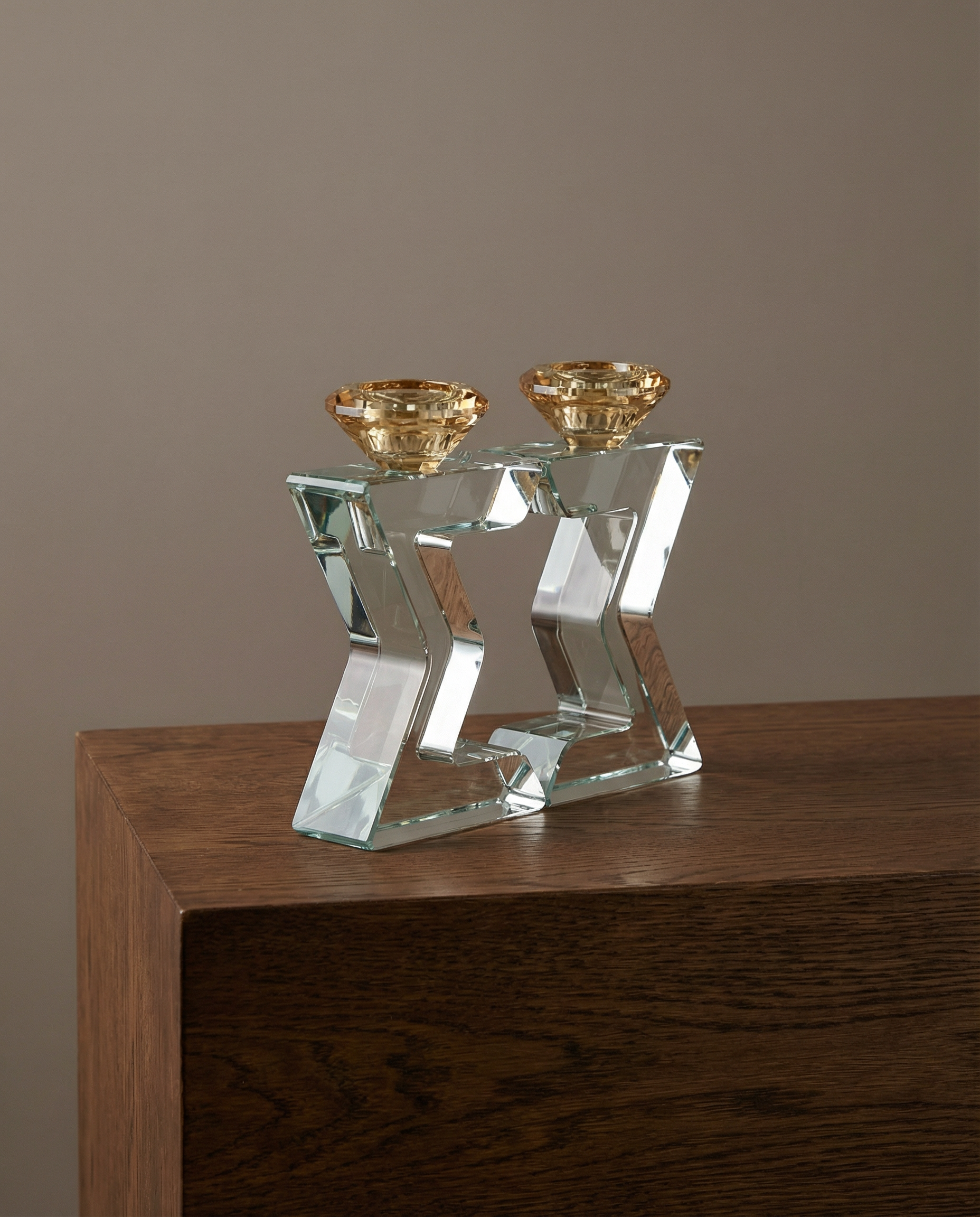 פמוטי קריסטל "מגן דוד" מהודרים 17 ס"מ 330₪