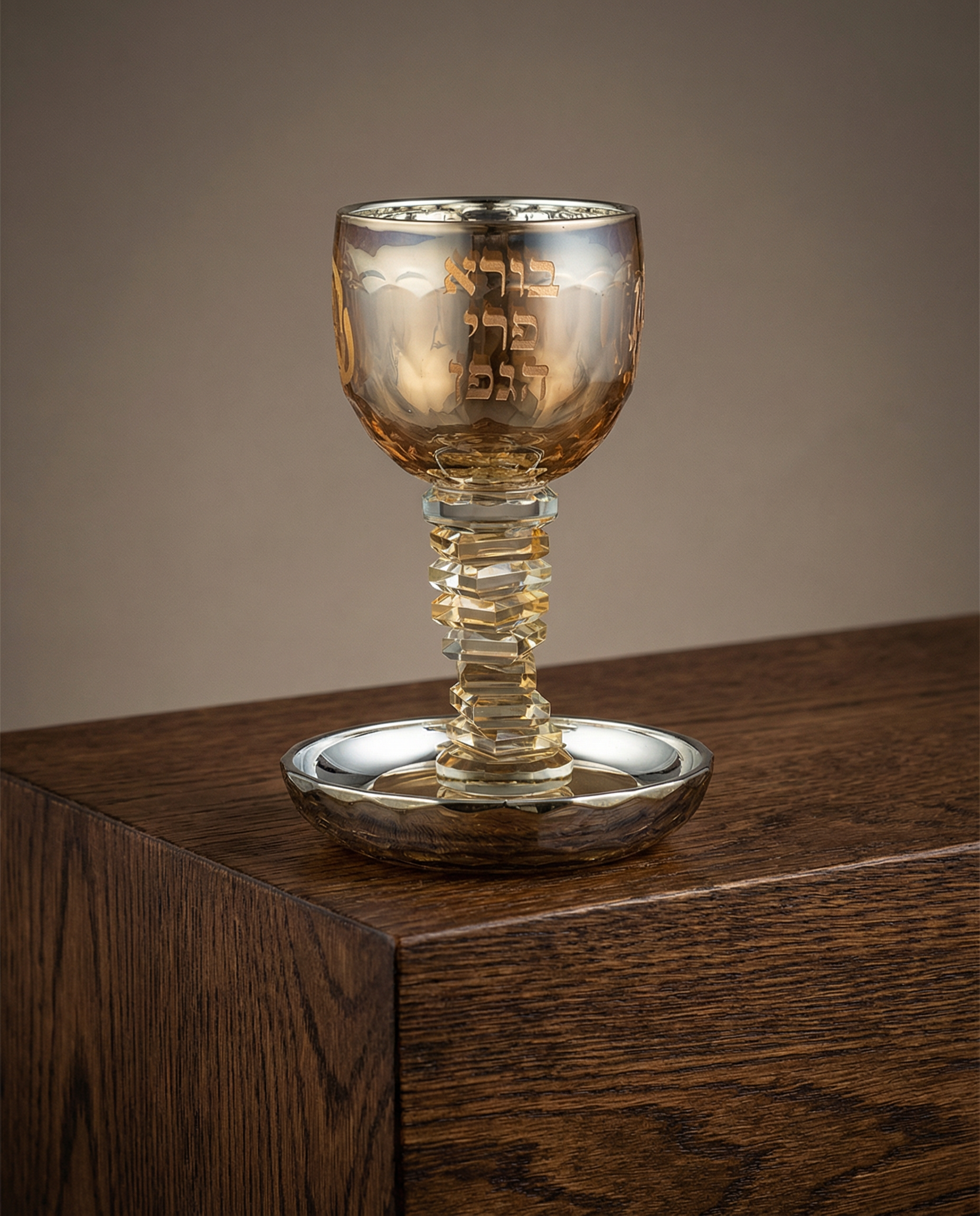 גביע קידוש קריסטל זהב מהודר "האש שלי" 16 ס"מ 140₪