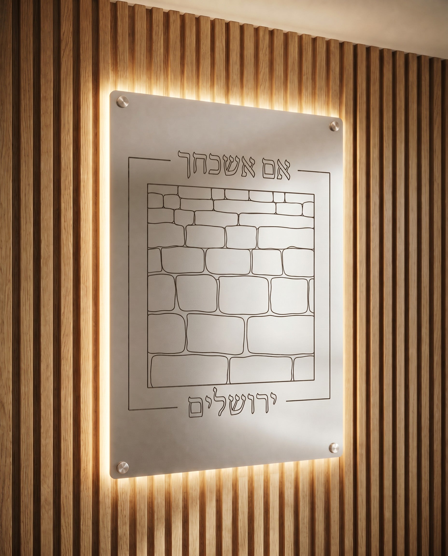 שלט לקיר תאורת לד - אם אשכחך ירושלים כותל