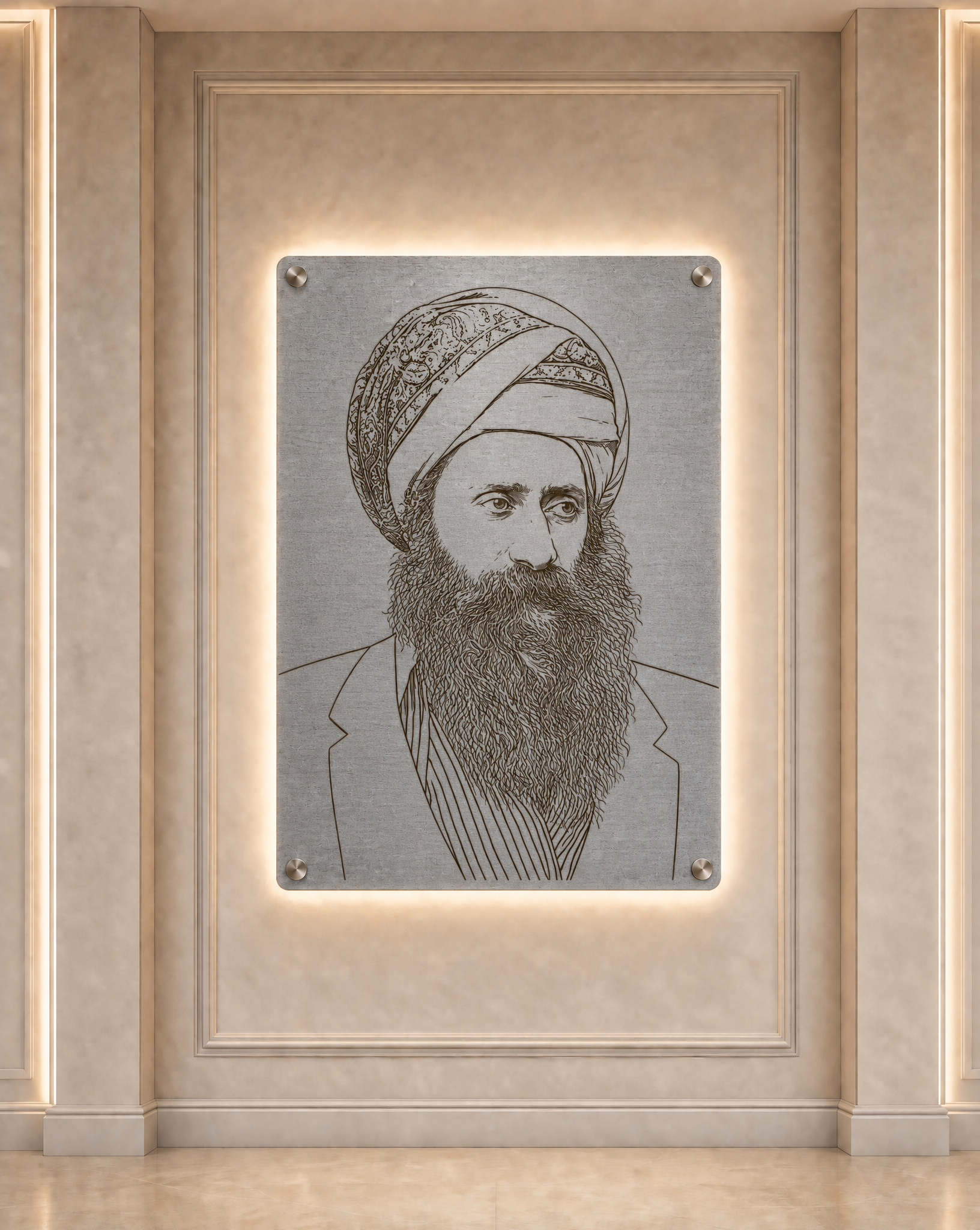 שלט קיר מואר 60/90 - הבן איש חי אפור בטון