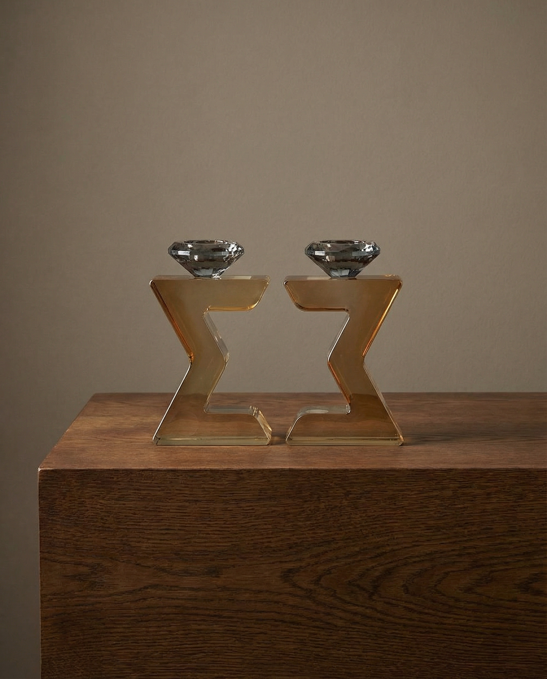 פמוטי קריסטל "מגן דוד" מהודרים 17 ס"מ 330₪