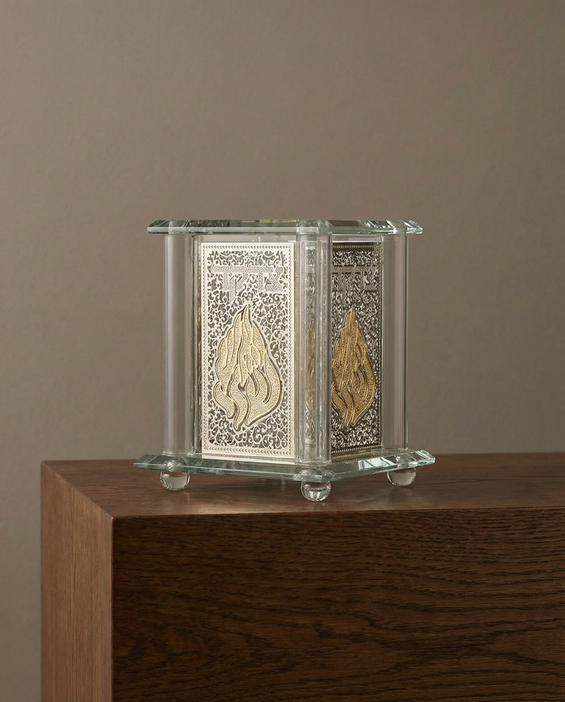 קופת צדקה קריסטל עם פלקטה ״האש שלי״ 15 ס״מ 230₪