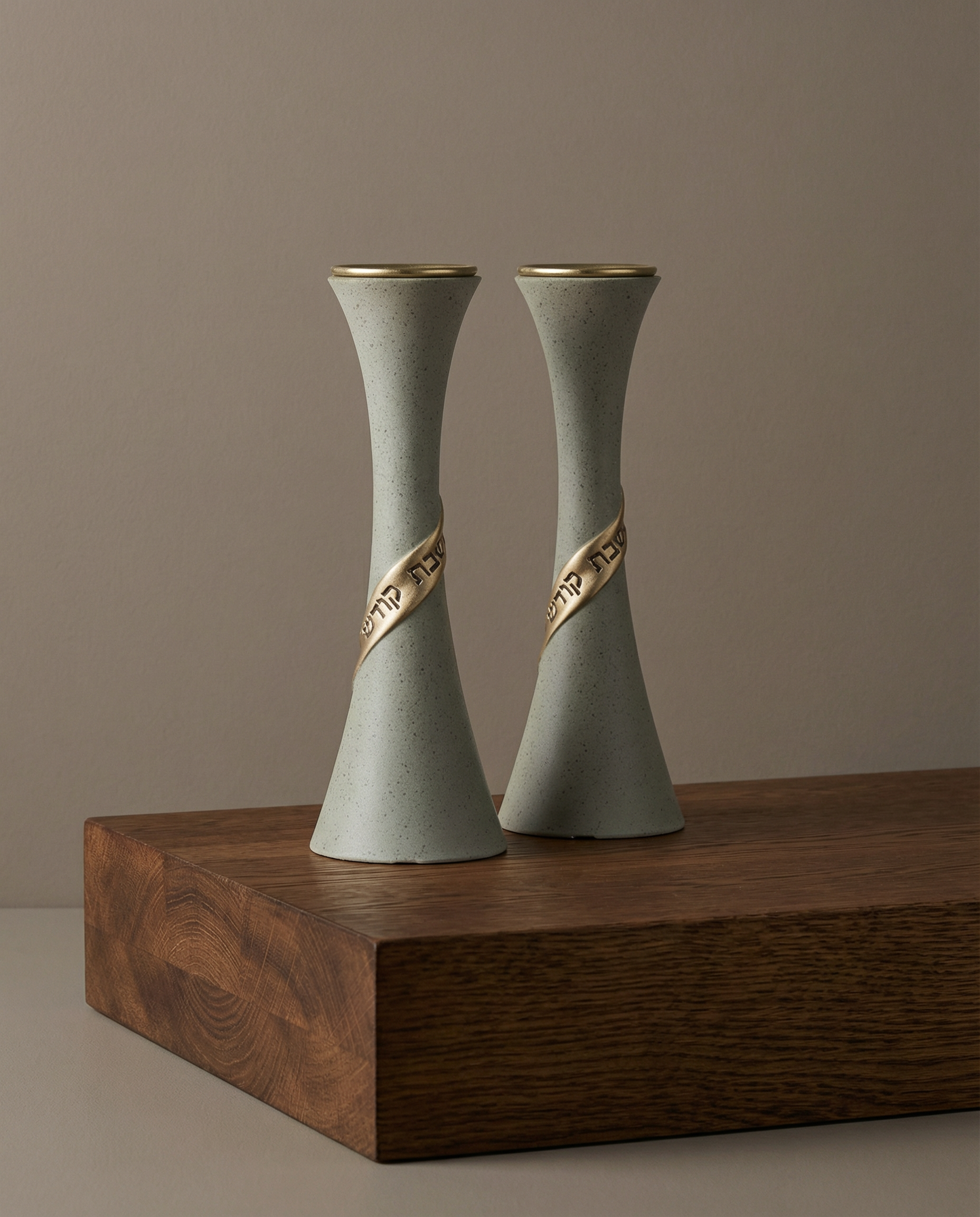 זוג פמוטי פולימר מהודרים ״שבת קודש״ 19 ס״מ