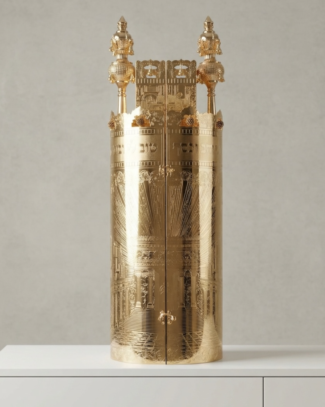 תיק לספר תורה דגם ״בית המקדש״ ציפוי זהב טהור